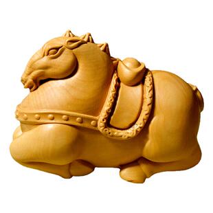 黄杨木雕马上有钱生肖唐马手把件金马送财摆件本命年送礼精美礼物