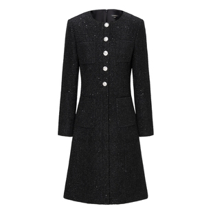 【含羊毛】Scofield女装小香风粗花呢连衣裙钻饰纽扣2025秋冬新品