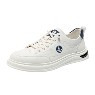 Navigare意大利小帆船男士板鞋2026春秋季新款真皮厚底休闲小白鞋