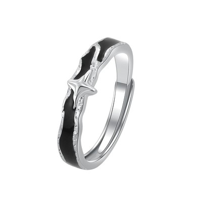 纯银孤星戒指男生款小众单身尾戒