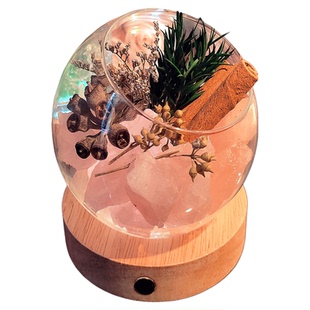 高级感透明玻璃球天然水晶石奇石摆件容器桌面无火香薰扩香石香氛