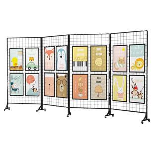 多功能幼儿园铁网格作品展示架绘画书法饰品展览驾户外移动落地架