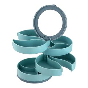 旋转耳环首饰盒多层耳饰收纳盒小精致耳钉项链饰品架带镜子防尘盒