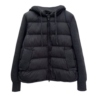 轻薄针织毛衣袖拼接羽绒服女短款假两件2024冬季新款白鸭绒外套