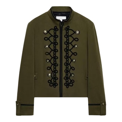 打结饰国风带垫肩绳结扣西装外套