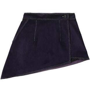 IT MATERIEL女装灯芯绒半身裙新品不对称下摆围裹短裙SKDEPXK