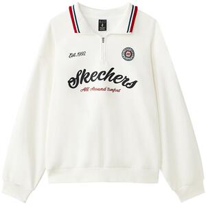 Skechers斯凯奇2025春新款男针织套头卫衣半开胸长袖显瘦运动上衣