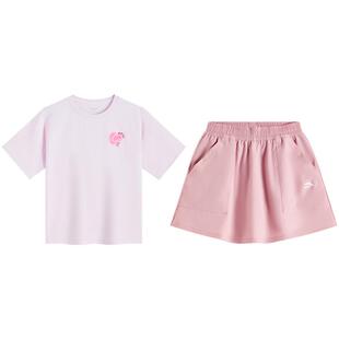 安踏儿童女童针织运动套2026年夏季新款亲肤透气女孩纯棉短袖短裙