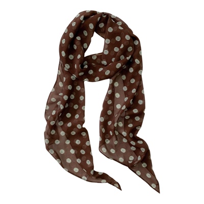棕色波点丝巾印花高级百搭配饰系脖女2025年新款发带绑发长条围巾