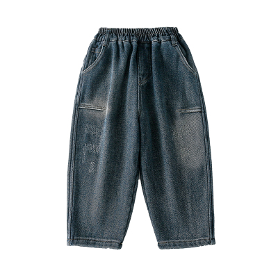 男童加绒牛仔裤2025秋冬新款儿童加绒加厚一体绒保暖长裤子冬装