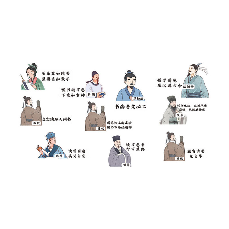 书香班级布置教室装饰文化墙贴纸黑板报名人书法国学国风古诗环创