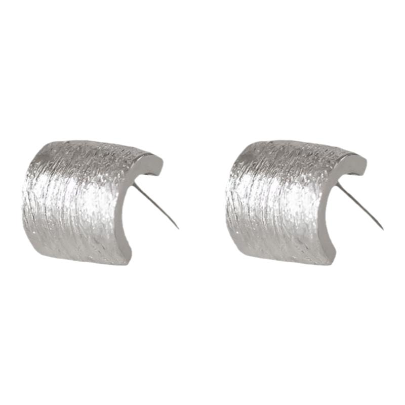 尔尔 纯银925小瓦片拉丝耳钉小众设计感耳饰耳环通体纯银不易过敏