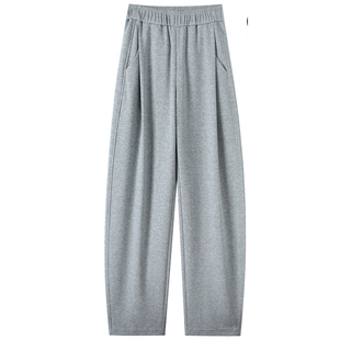 高级感灰色休闲弯刀裤女春夏新款垂感阔腿香蕉卫裤宽松高腰镰刀裤