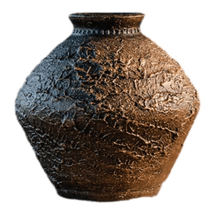 红陶花瓶绿植花盆纹理插花原生态艺术手作陶器粗陶土室内装饰摆件