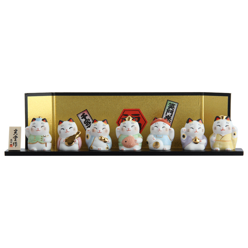 日本七福神招财猫陶瓷摆件