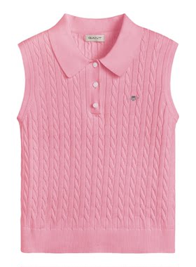 GANT/甘特女士绞花翻领无袖针织