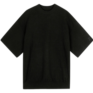 LESS美丽诺羊毛短袖针织衫女圆领休闲廓形宽松百搭上衣2O7311010