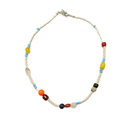 韩系多巴胺彩色玛瑙串珠锁骨链女