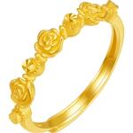 周六福黄金戒指足金计价诗意玫瑰花女戒活口梦幻森林系列节日礼物