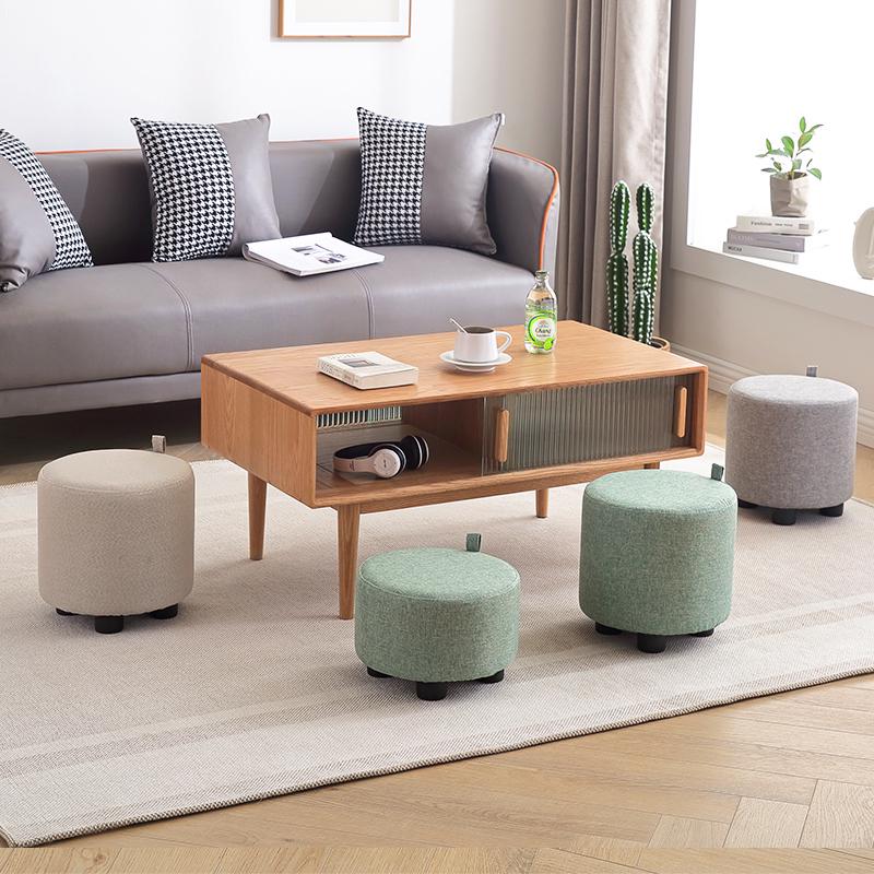 布艺圆凳子家用门口换鞋凳客厅沙发凳现代矮凳简约经济型小茶几凳