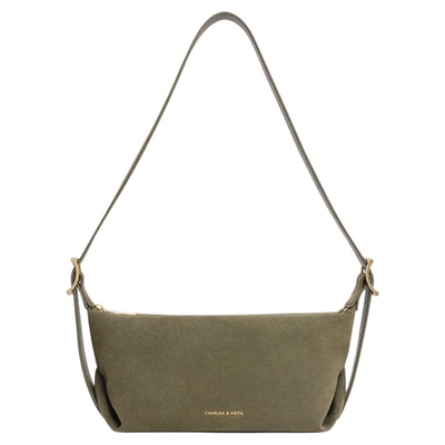 CHARLES&KEITH复古绒面腋下包