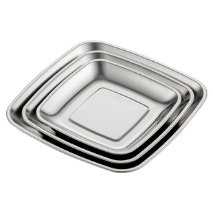 onlycook 方形304不锈钢托盘炸物烤物盘子家用小方盘餐盘备菜盘