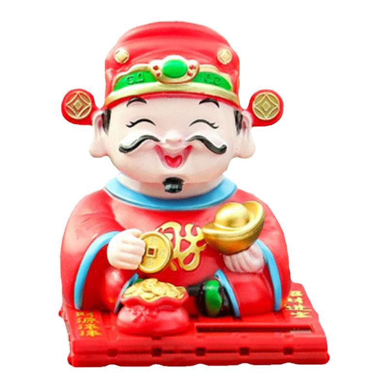 太阳能点头财神爷汽车摆件