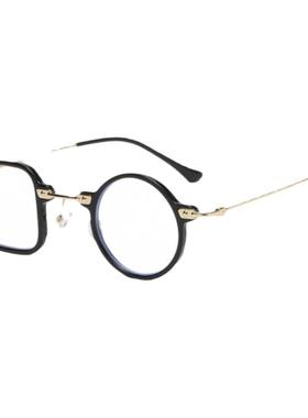 不对称网红方圆镜框墨镜女