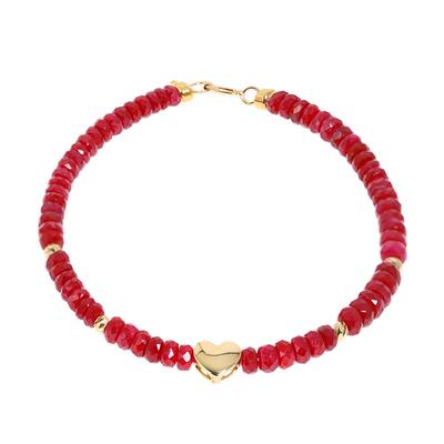 若华鸽血红宝石手链18K金