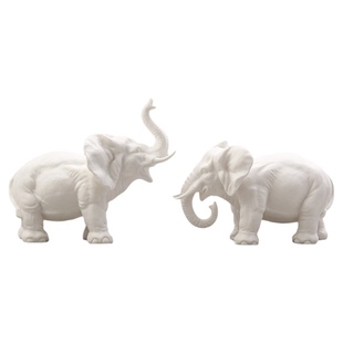 黼山堂招财白瓷吉象一对客厅摆设陶瓷大象工艺品摆件办公室装饰品