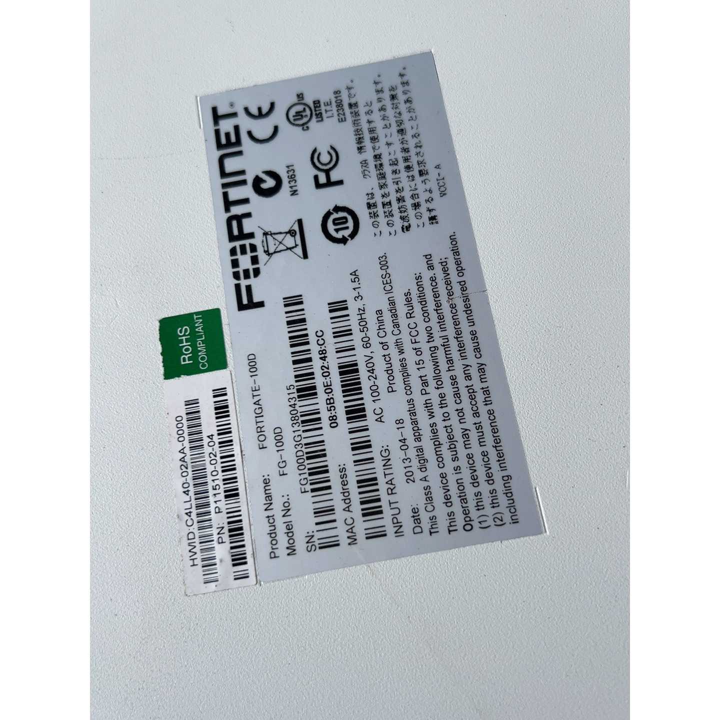 【请询价】FG一100D企业及千兆硬件防火墙成色如图开机通