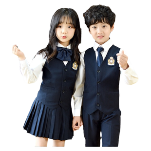 西装校服春秋冬季夏装英伦学院风马甲中小学生班服幼儿园园服套装
