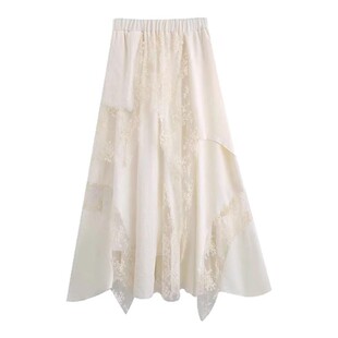 不规则蕾丝白色半身裙女大码胖mm春季蛋糕长裙梨型身材伯克利半裙