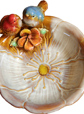 小鸟点心盘陶瓷珠宝首饰收纳盘