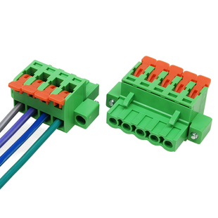 2EDGKSDM弹簧带耳接线端子5.08插拔式PCB连接器阻燃手拨款铜方块