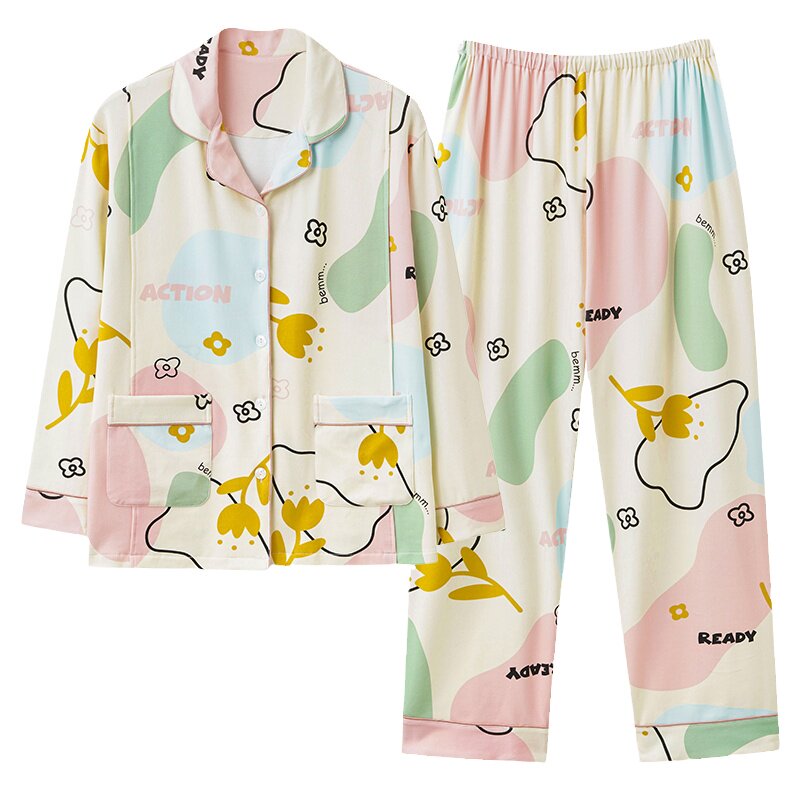 浪莎月子服孕妇睡衣女士春秋季纯棉长袖产后产妇喂奶哺乳家居服