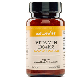 美国直邮NatureWise维生素D3K2胶囊90粒MK7青少年孕妇中老年补钙