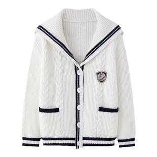 毛衣开衫外套女学院风减龄宽松海军领针织衫上衣套装东京岁时记jk