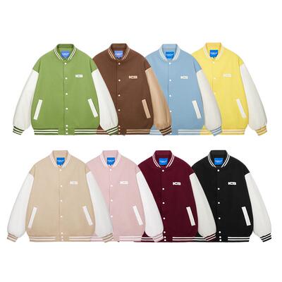 ICONSLAB撞色贴布拼皮棒球服