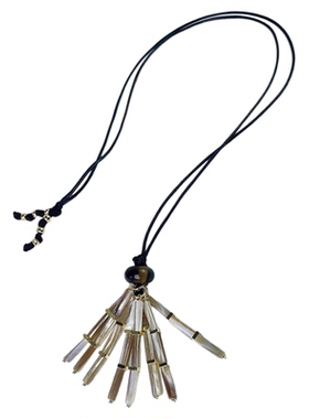 天然牛津贝流苏项链虎眼石毛衣链