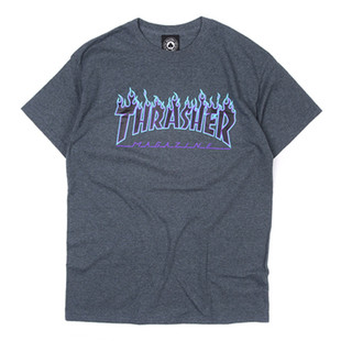 【羔羊House】Thrasher 美版 超帅灰紫灰蓝火焰短袖T恤情侣款