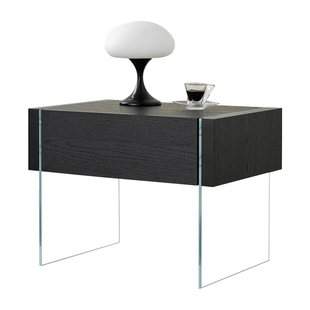 意式极简透明玻璃床头柜悬浮式床边柜现代简约卧室床头储物收纳柜