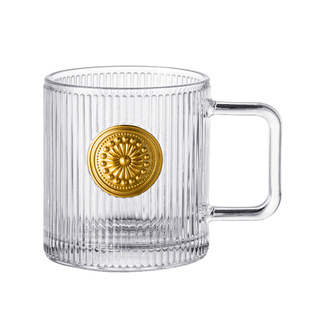 轻奢太阳花玻璃杯子家庭用招待客厅高颜值浮雕带把手喝茶水壶套装