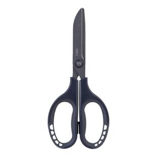 得力特氟龙剪刀不粘胶防锈防黏黑刃剪刀镀层锋利不锈钢剪刀办公剪刀家用剪刀学生中号大号涂层无尖圆头6055