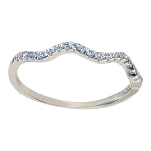 18K白金进口美国D色莫桑石群镶满钻波浪戒指AU750玫瑰金排戒小众