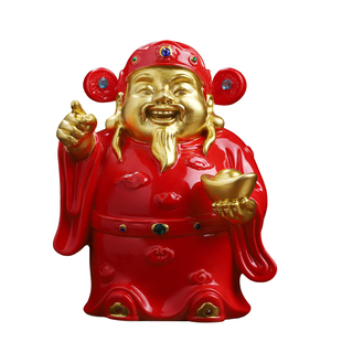 中式指定发财财神爷摆件红色招财装饰品家居风水摆设乔迁开业礼物