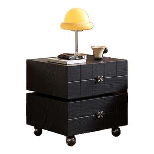 创意可旋转实木床头柜中古风抽屉柜沙发边柜卧室床头收纳柜储物柜