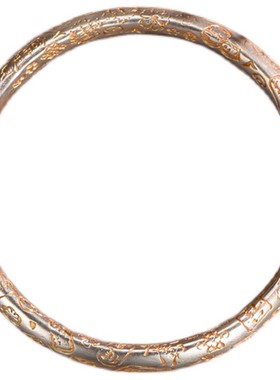 吴越老银铺9999银手镯金吉悦闭口银镯吉言复古民族风纯银镯子百搭