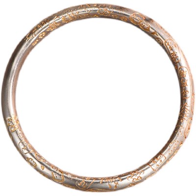 吴越老银铺9999银手镯金吉悦闭口银镯吉言复古民族风纯银镯子百搭