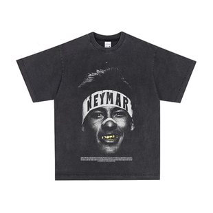 内马尔 Neymar 桑巴足球美式做旧VTG街头复古纯棉男女长短袖T恤潮